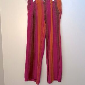 Urban Outfitters Martina Linen Low-Rise Trouser Pant Purple and Orange Size 0